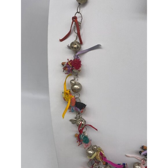 Worry/Wedding Doll Necklace Hand Crafted Miniature Silver Bells  Animal Baskets - Picture 2 of 14